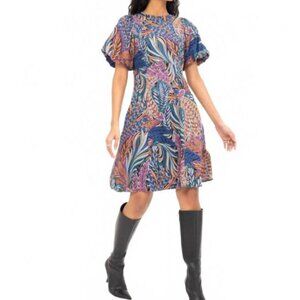 Banjanan Gracia Puff Sleeve Mini Dress in Feather Clay Tencel Twill NWT XS